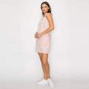 Soft Pink Stripe w/ Embroidery Mini Dress w/ Ruffle -LWD2843