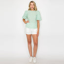 Green Daisy Embroidery Blouse