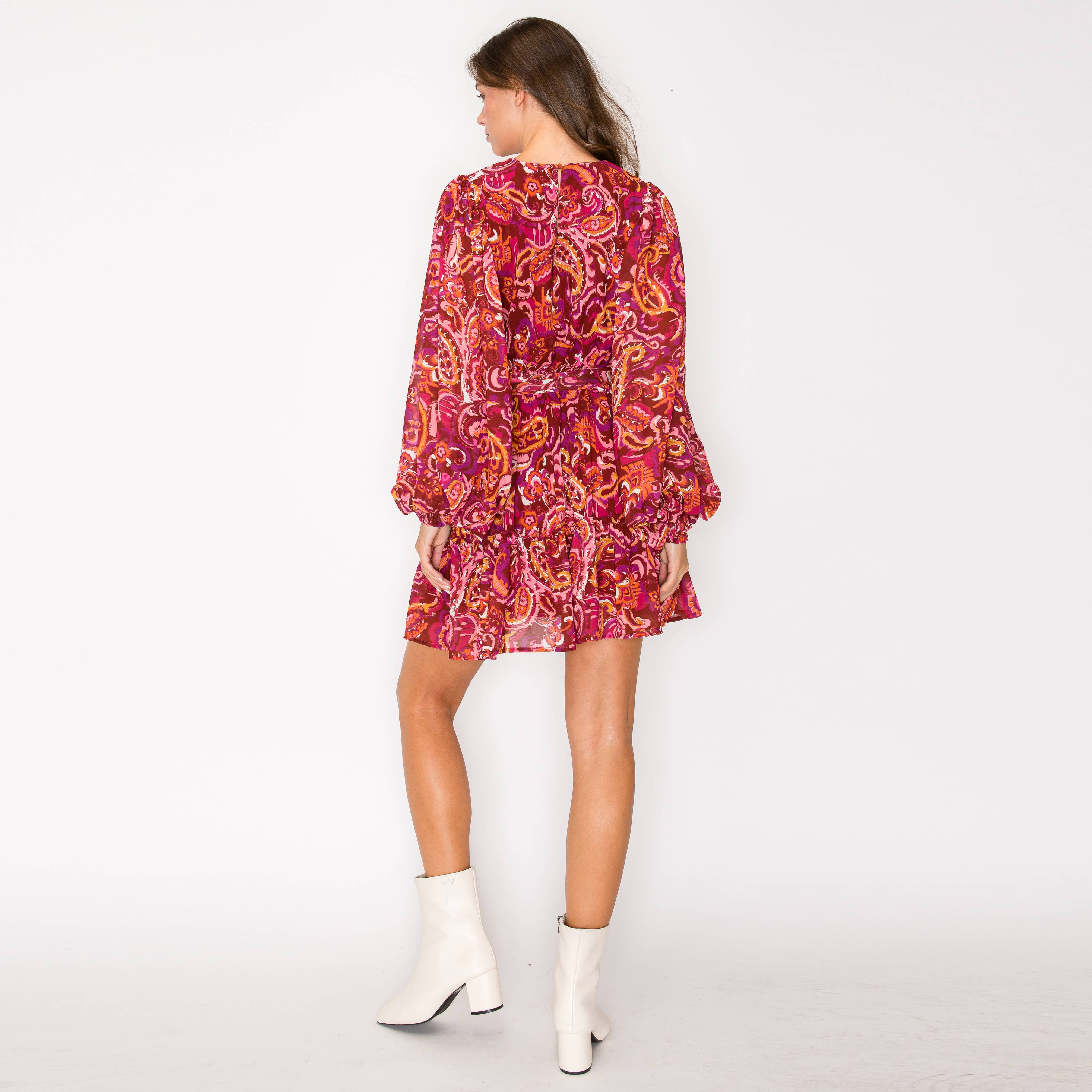 Gypsy Paisley Dramatic Sleeve Mini Dress